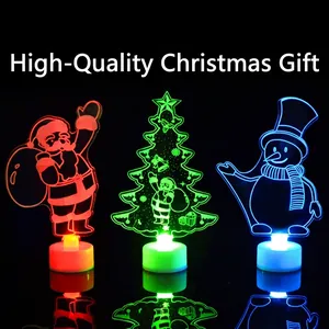 Christmas 3D Acrylic LED Night Light Color Changing Desktop Decorative Lamp Snowman Santa Claus Tree Novelty Gift