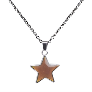 Thermosensitive color-changing star pendant necklace with silver chain for women