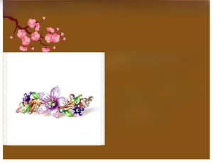 Detailed size specifications of a vintage floral crystal hair clip with metal dimensions