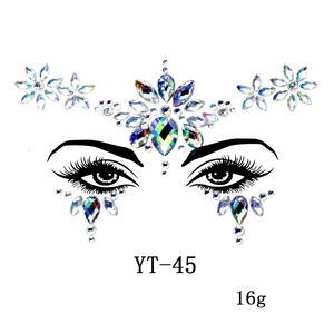 Colorful floral acrylic face gems and rhinestones for artistic party decoration, model YT-45