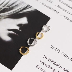 Minimalist S925 sterling silver beaded hoop earrings set in gold and silver finishes