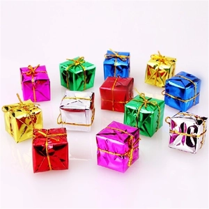 Set of 12 colorful 2.5cm laser mini gift box ornaments for Christmas tree decoration
