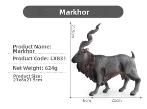 Dimensions détaillées pour la figurine de chèvre Markhor mesurant 21x6x21,5 cm