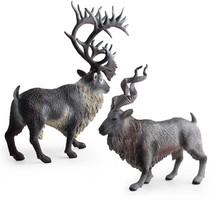 Detailed fur texture and lifelike coloring on caribou and mountain goat wildlife models