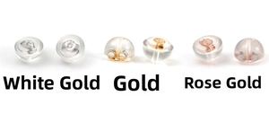 Three pairs of S925 sterling silver butterfly ear backs in white, gold and rose gold finishes