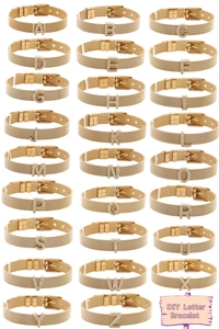Adjustable golden mesh watch band bracelet set with crystal A-Z alphabet letters