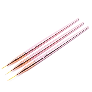 Set di 3 pennelli liner per nail art in oro rosa per dettagli fini e pittura professionale