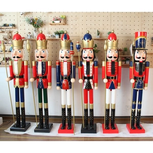 Set of six 180cm wooden nutcracker soldier king statues for Christmas bar decor