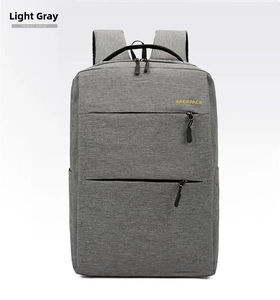Detailed side view of light gray waterproof oxford backpack with multi-layer zipper compartments