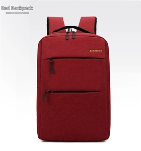 Detail of red waterproof oxford business backpack with multi-layer zipper pockets