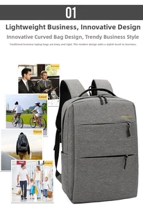 Detail view of large capacity waterproof Oxford backpack with USB port and multiple pockets
