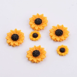 Resin Sunflower Cabochons Flatback Yellow Daisy Flower Charms For DIY Jewelry Making Hair Clip Phone Case Decoration