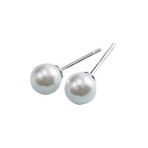 Minimalist 925 sterling silver geometric stud earrings with elegant white round pearls