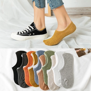 Invisible Boat Socks For Women Breathable Cotton Shallow Mouth Candy Color Anti-Slip Silicone Heel No Show Short Socks