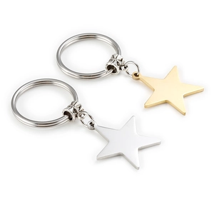 Polished stainless steel star pendants in gold and silver finish for DIY keychains