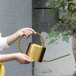 Nordic 304 stainless steel golden watering can with long spout for home gardening care