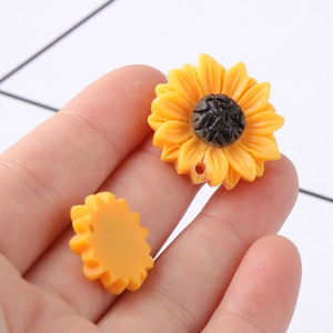 DIY yellow resin sunflower beads with 1.5mm hole for handmade jewelry making