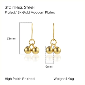 Detailed size and material technical specifications for the 18K gold ball drop earrings