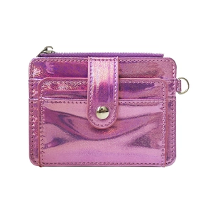 Compact holographic laser shoulder bag with heart charm and secure card slots