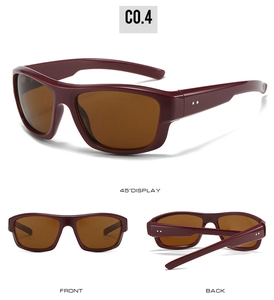 Y2K sporty burgundy sunglasses with brown lenses and retro double stud rivets