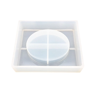 Square silicone resin mold with four-compartment divider for DIY ashtray crafting