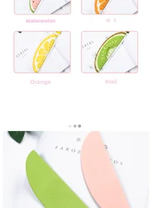 Detail of 15cm wooden rulers with cute watermelon, orange, and kiwi fruit patterns