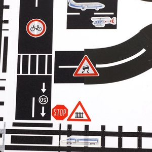 DIY road and railway track traffic tape with signs and stickers for kids car play