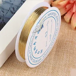 Detailed view of 0.3mm gold jewelry copper wire on a white plastic spool for DIY beading