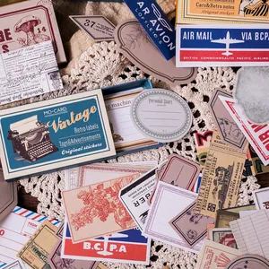 Set de stickers vintage Mo-Card avec motifs machine à écrire et étiquettes poste