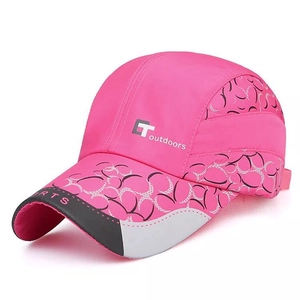 Pink outdoor sun protection sports baseball cap with black geometric texture and T logo