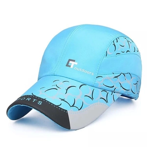 Blue quick-dry sports cap with a stylish curved brim for outdoor hiking and baseball