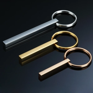 Portachiavi rettangolari in acciaio inossidabile lucido in oro, argento e oro rosa