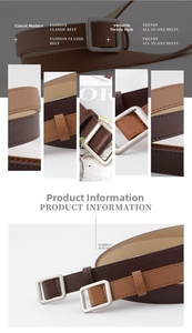 Detailed view of women's slim leather belts with silver square buckles and fine stitching
