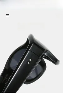 Close-up of durable metal hinges and silver rivets on black Y2K cycling sunglasses