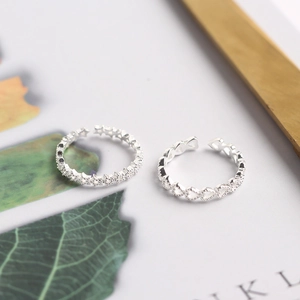 S925 sterling silver adjustable rings set with star and heart patterns for women