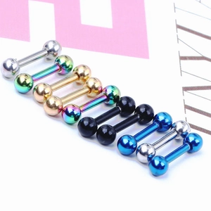 Surgical steel 3mm ball dumbbell stud earrings in multiple metallic colors set