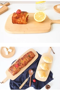 Japanese beech wood trays showing natural grain texture with croissants and fruit on top
