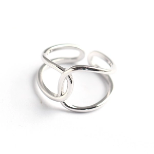 Minimalist S925 sterling silver ring featuring a chic double-line crisscross open design