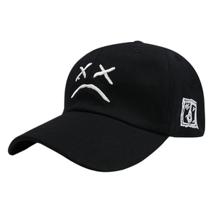 Cotton Baseball Cap Sad Face Graphic Embroidery Streetwear Sunshade Adjustable Hat For Men Women