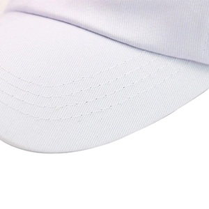 Macro shot of cotton baseball cap brim with four rows of precise reinforced stitching