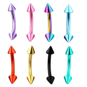 Stainless Steel Curved Barbell Eyebrow Piercing Studs With Spike End Multi Color Body Jewelry Non Allergic Style