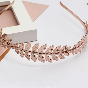 Elegant rose gold leaf headband baroque style hair accessory for wedding guest or bridal
