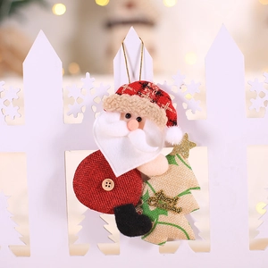 Decorazione natalizia Babbo Natale e albero con scritta Merry Christmas su tessuto