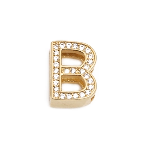 Goldener Buchstabe B Anhänger mit Zirkonia-Besatz für Edelstahl-Gliederkettenarmbänder