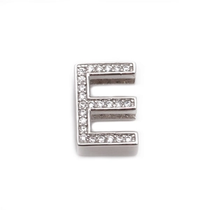 Silver stainless steel mesh bracelet with sparkling crystal letter E charm accessory