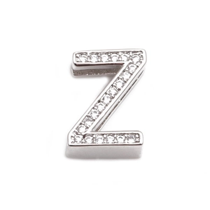 Silberner Buchstabe Z Charm mit Zirkonia-Besatz für Mesh-Uhrenarmband-Schmuck
