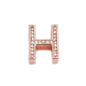 Roségoldener Buchstabe H Anhänger mit Zirkonia-Besatz für Mesh-Uhrenarmbänder