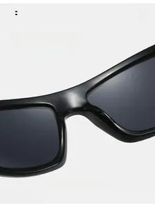 Detail of comfortable integrated nose pads on Y2K black wrap-around cycling sunglasses
