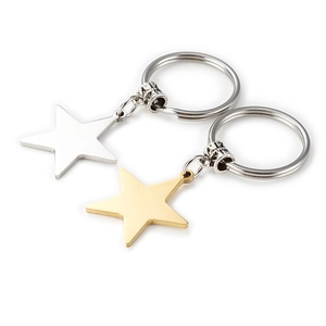Polished stainless steel star pendants in gold and silver finish for DIY keychains