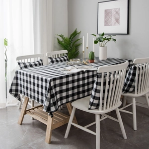 Classic Buffalo Plaid Yarn Dyed Tablecloth Cotton Linen Blend Rectangular Square Table Cover Washable For Home Kitchen